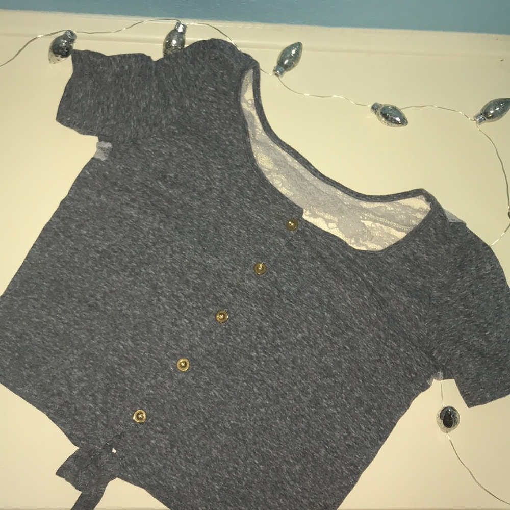 Gray Lace crop top